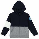 Boys Navy & Grey Zip Up Top, 1, hi-res