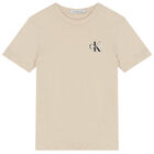 Boys Beige Logo T-Shirt, 8, hi-res