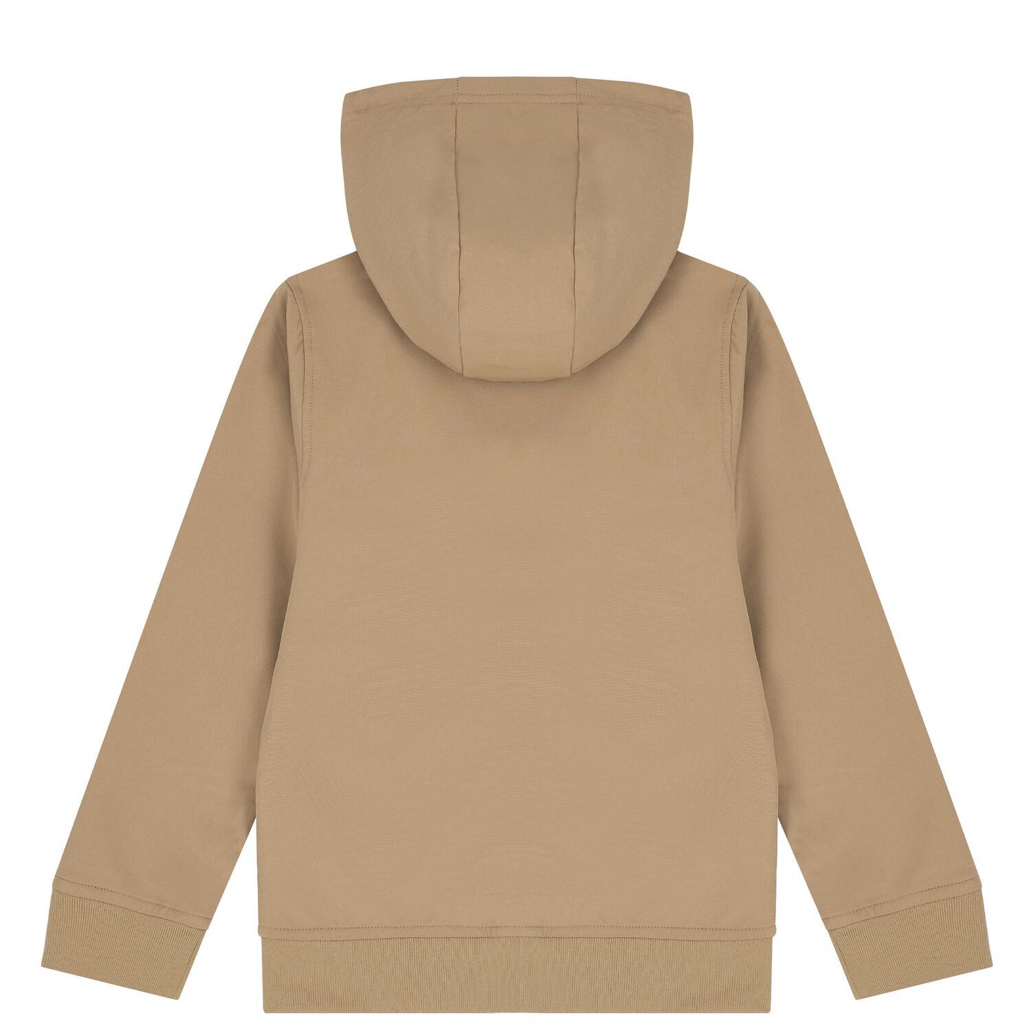 Boys Beige Logo Hooded Zip Up Top, 1, hi-res image number null