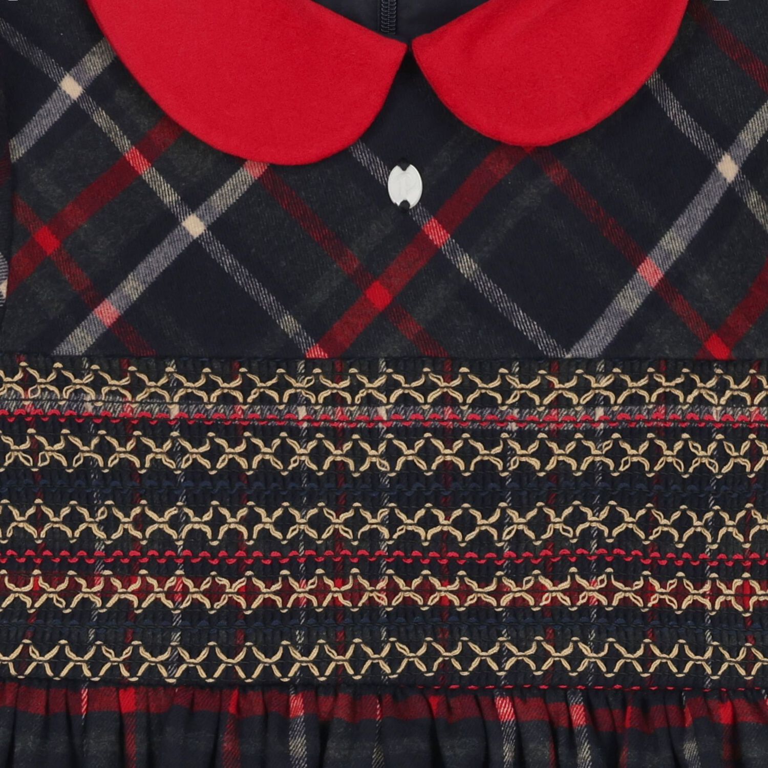 Girls Navy Blue Tartan Dress, 1, hi-res