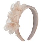 Girls Pink Pearl Velvet Headband, 4, hi-res
