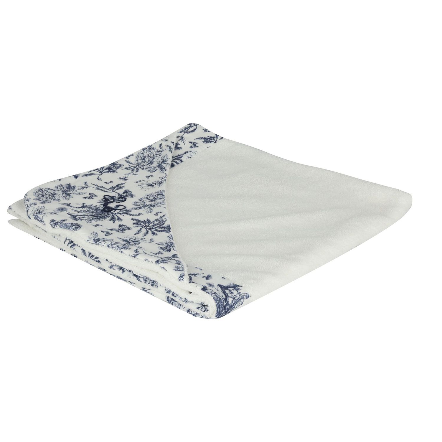 Ivory & Navy Blue Toile De Jouy Hooded Towel, 1, hi-res