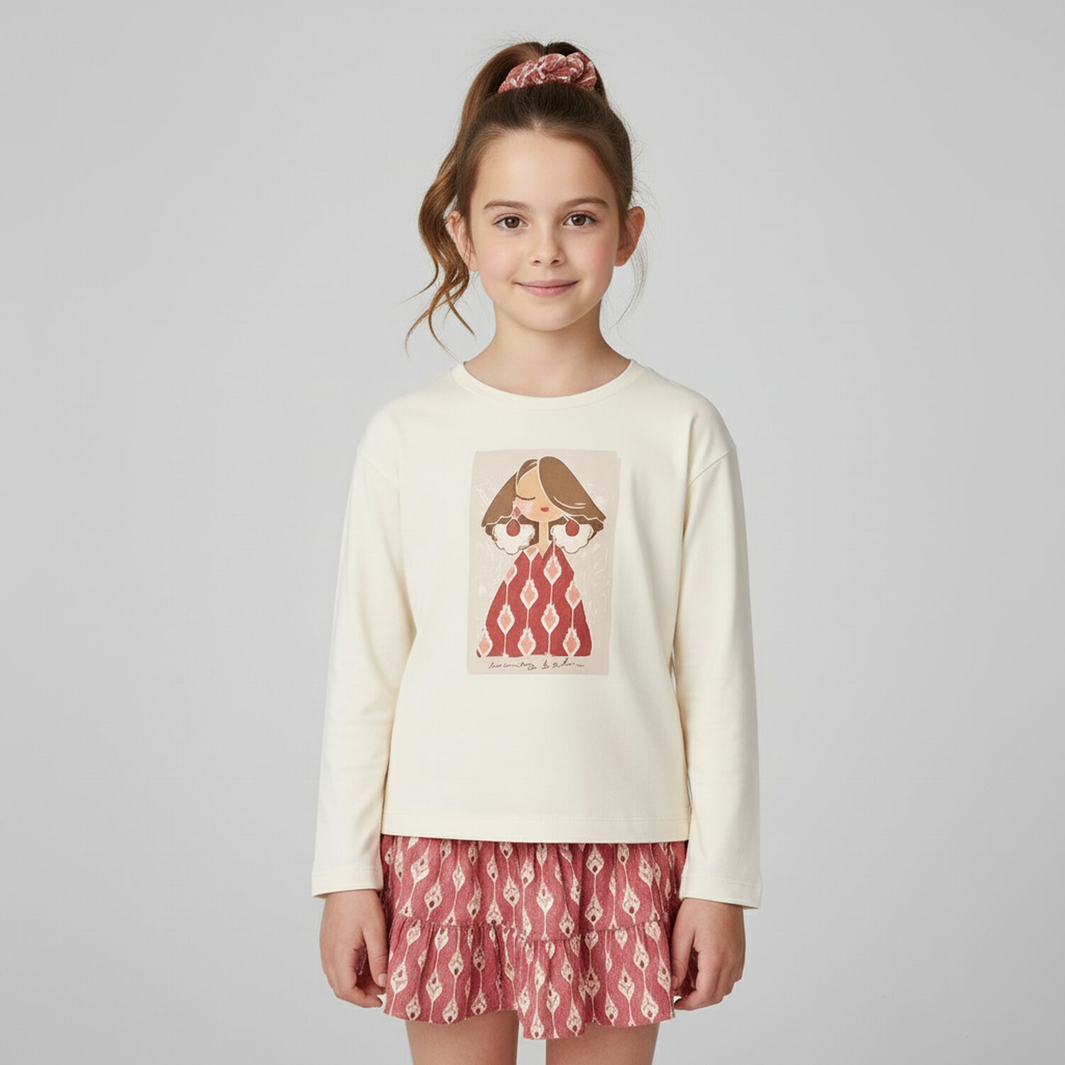 Girls Ivory Long Sleeve Top Set, 1, hi-res image number null