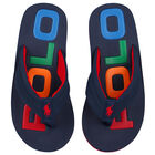 Boys Navy Blue Logo Flip-Flops, 1, hi-res
