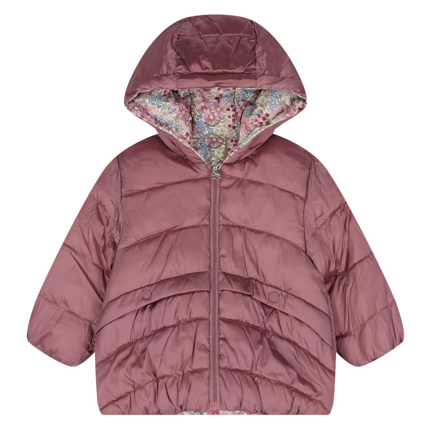 Younger Girls Rose Gold & Pink Floral Reversible Coat, 1, hi-res