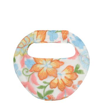 Girls White & Orange Embroidered Floral Handbag 