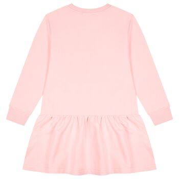 Girls Pink Teddy Bear Logo Dress