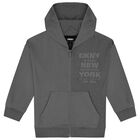 Boys Grey Logo Hooded Zip Up Top, 1, hi-res