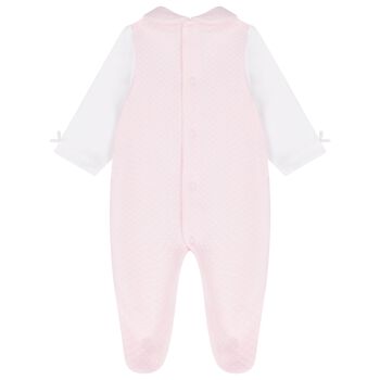 Baby Girls White & Pink Babygrow