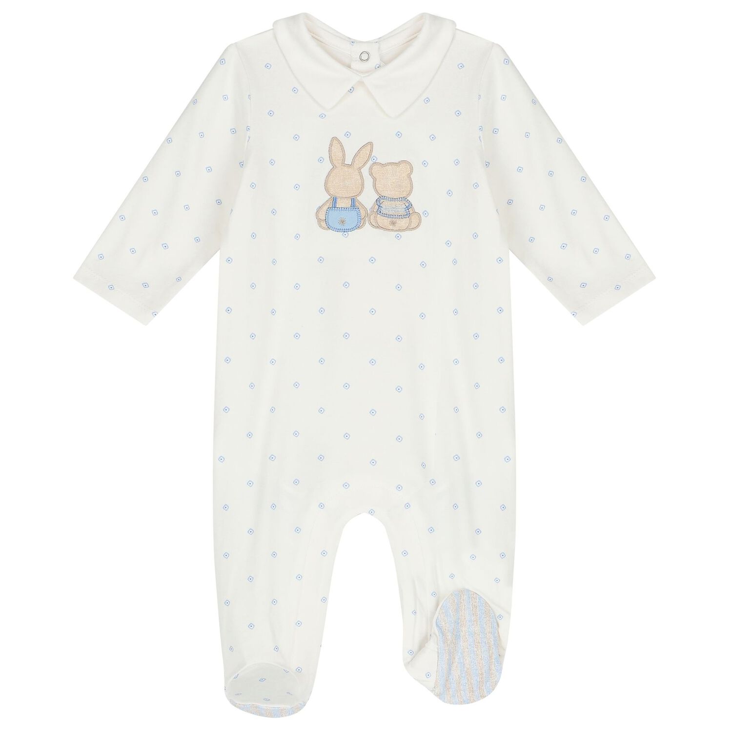Baby Boys White & Blue Babygrows ( 2-Pack ), 1, hi-res