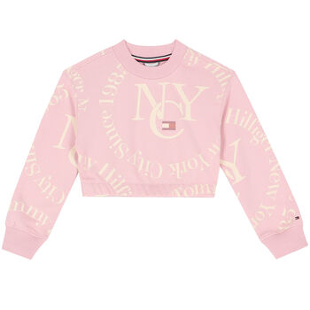 Girls Pink Logo Cropped Sweatshirt