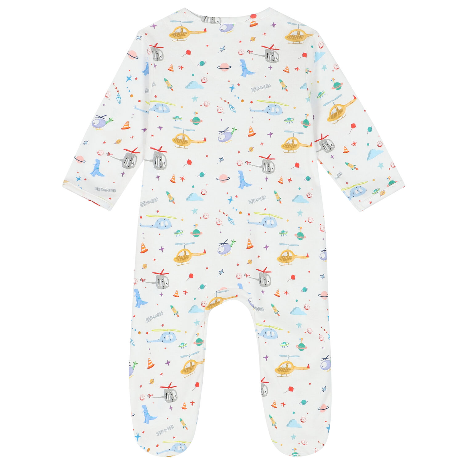 Baby Boys White Helicopter Babygrow, 1, hi-res