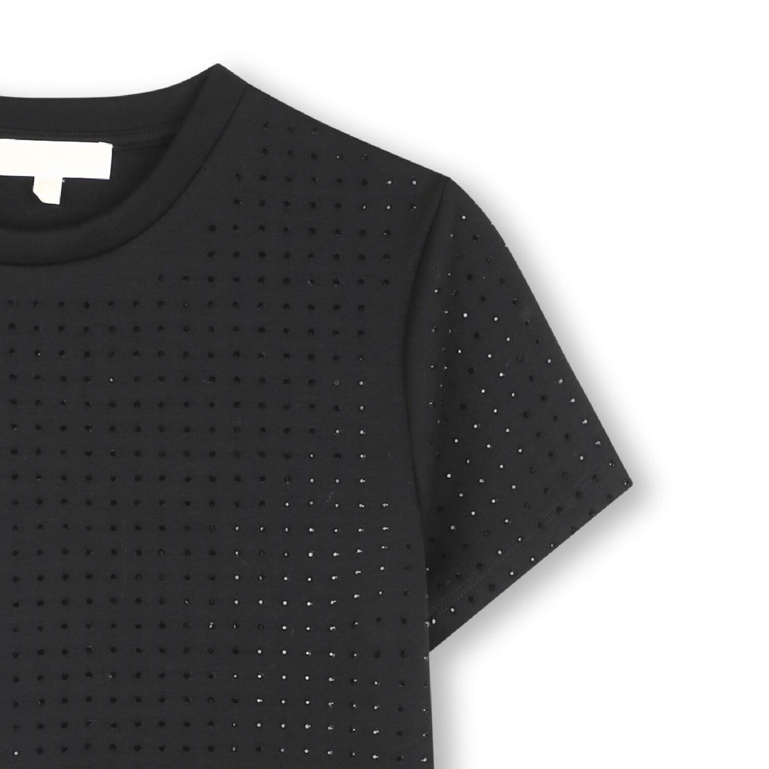 فستان بناتي أسود مرصع بأحجار الراين, 1, hi-res