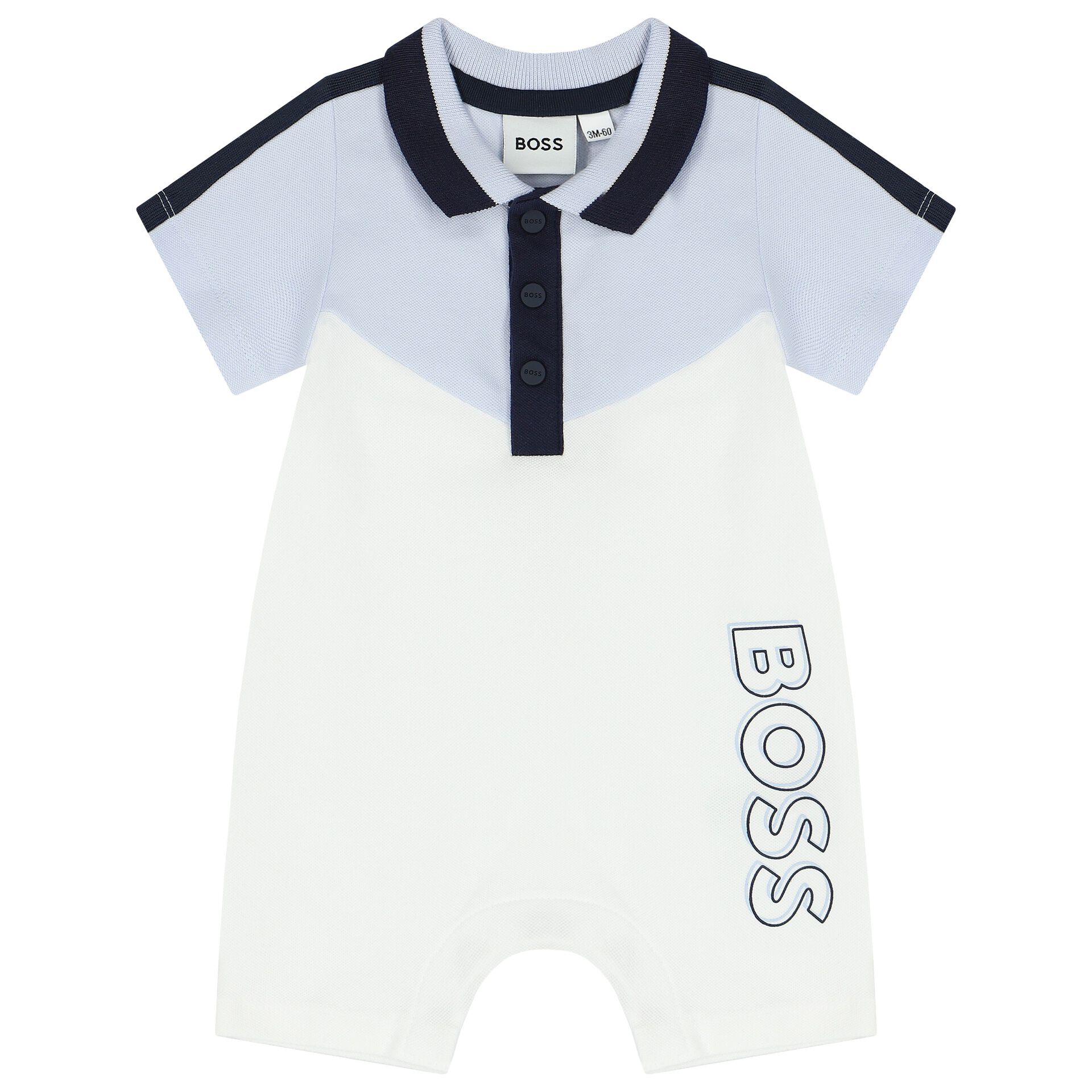 BOSS Baby Boys White Logo Polo Romper Junior Couture QA