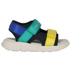 Boys Multi-Coloured Logo Sandals, 1, hi-res