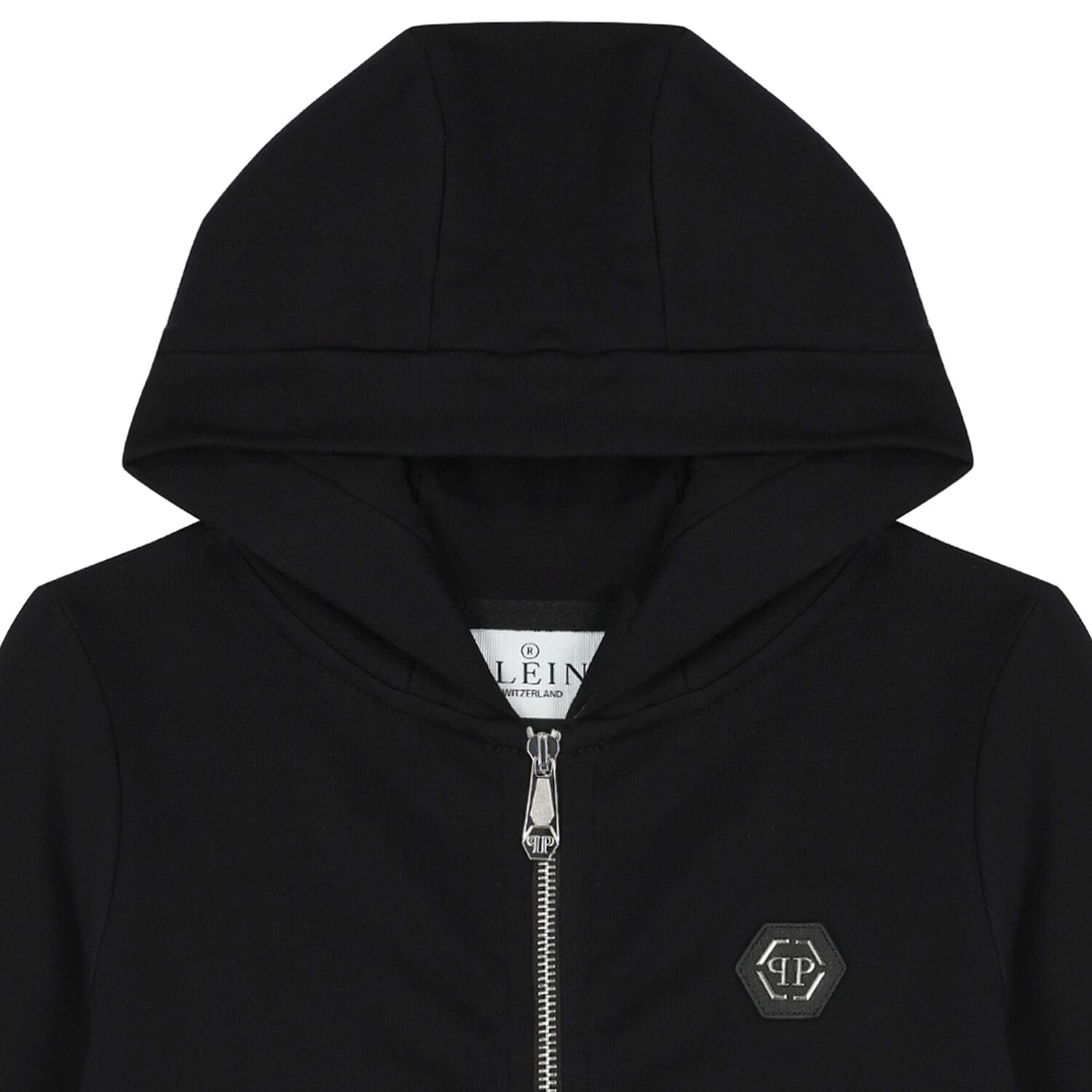 Boys Black Logo Hooded Zip Up Top, 1, hi-res image number null