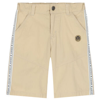 Boys Beige Logo Shorts