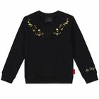 Girls Black Logo Sweatshirt, 1, hi-res