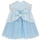 Girls Blue Embellished Tulle Dress, 1, hi-res