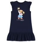 Girls Navy Blue Polo Bear Dress, 1, hi-res