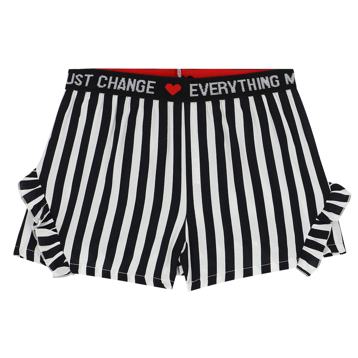 طقم شورت باللون العاجي والأسود للبنات, 1, hi-res