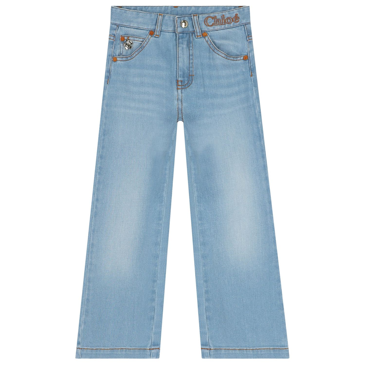 Girls Blue Logo Denim Pants, 1, hi-res