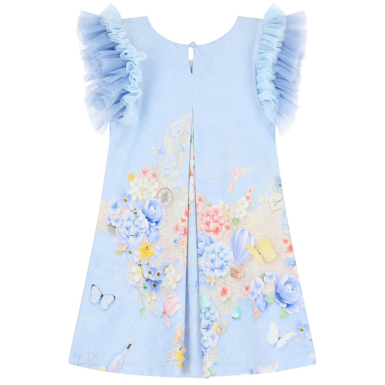 فستان بنات بالزهور باللون الأزرق, 1, hi-res