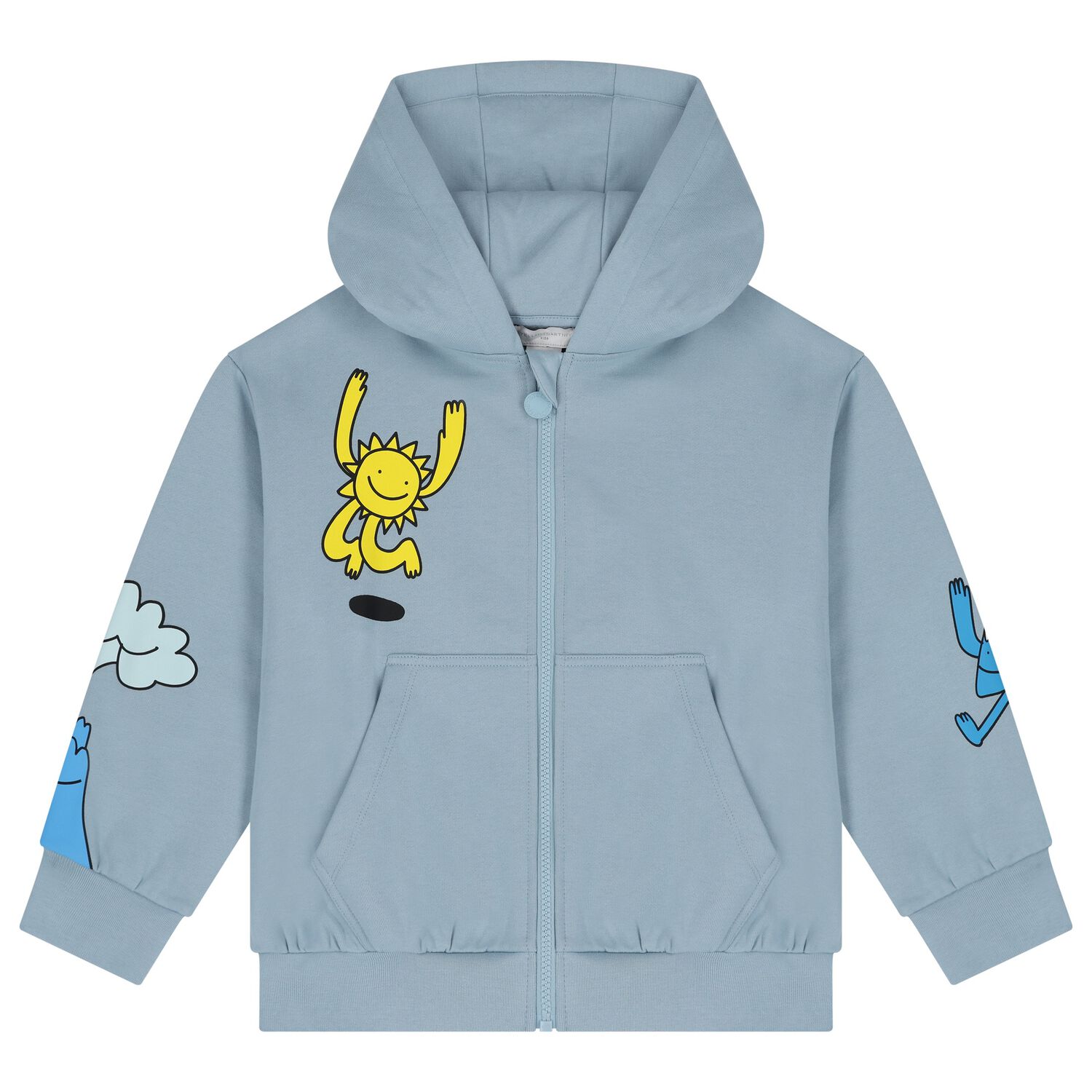 Boys Blue Hooded Zip Up Top, 1, hi-res