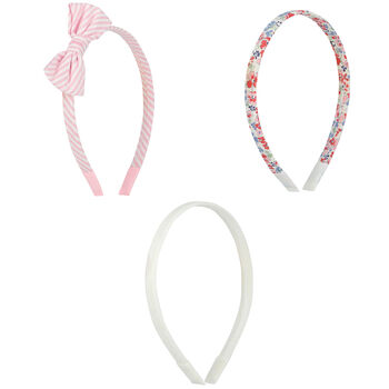 Girls Pink & White Striped Headband ( 3-Pack )