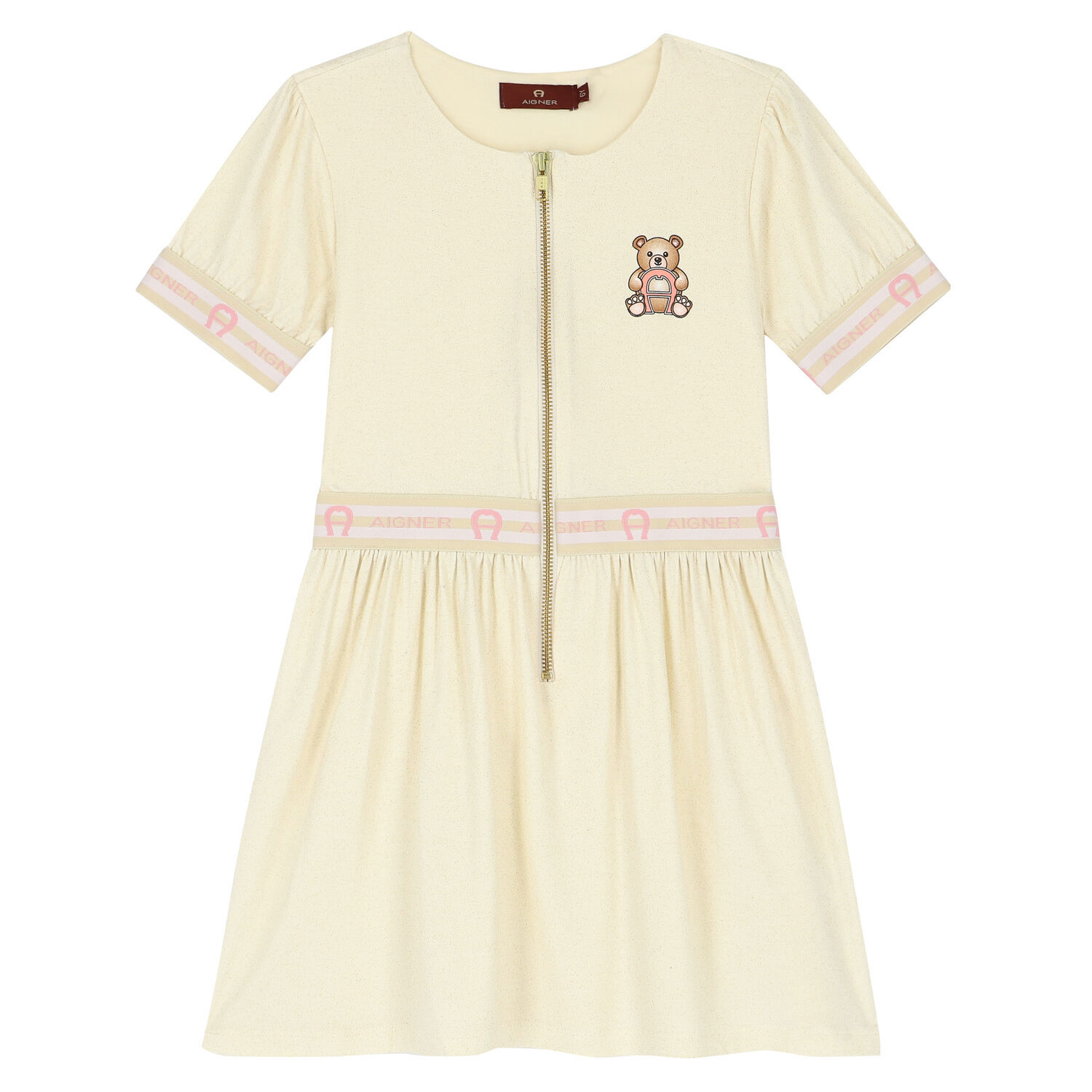 فستان بالشعار باللون الذهبي, 1, hi-res