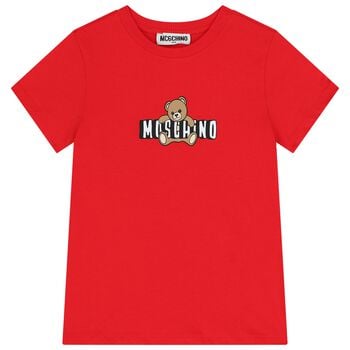 تيشيرت بالشعار بتصميم الدب تيدي باللون الاحمر 