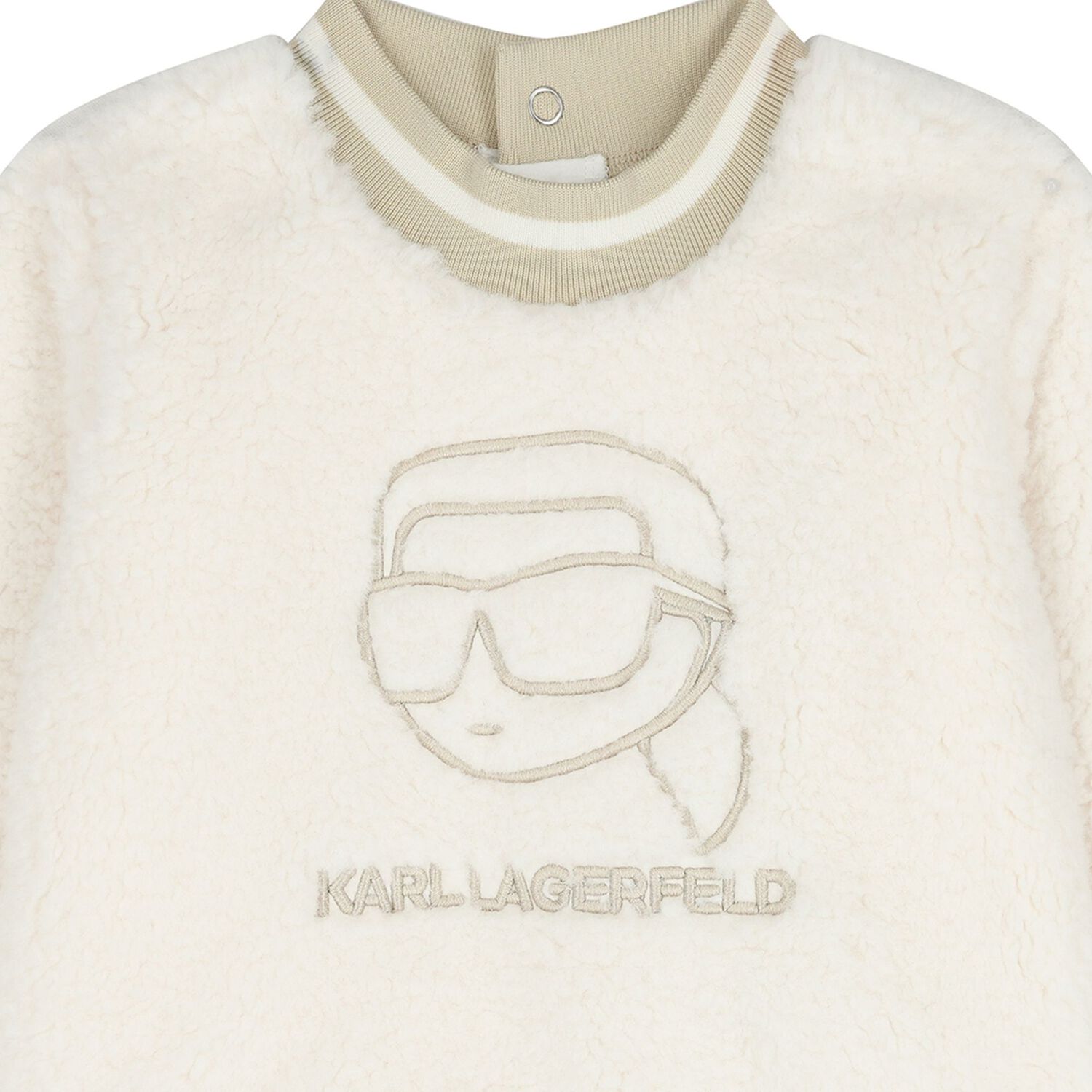 Younger Boys Ivory & Beige Ikonik Karl Tracksuit , 1, hi-res