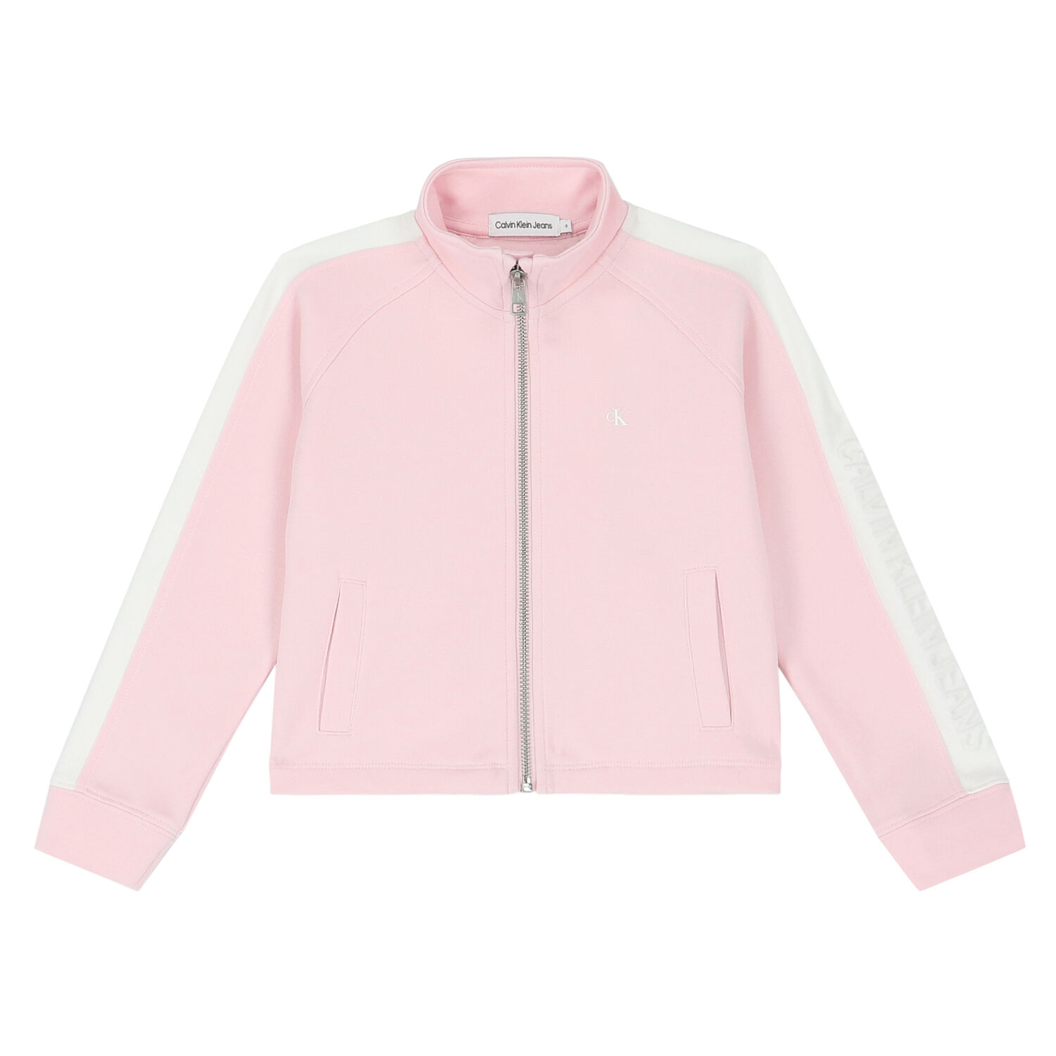 Girls Pink & White Logo Zip Up Top, 1, hi-res image number null
