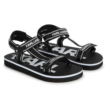 Girls Black & White Logo Sandals