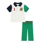 Baby Boys White & Green Logo Trousers Set, 1, hi-res