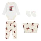 Ivory & White Teddy Bear Logo Baby Bodysuit Set, 3, hi-res