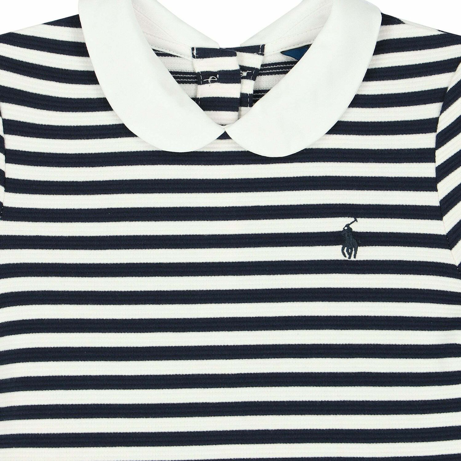 Girls White & Navy Logo Dress, 1, hi-res