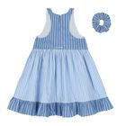 Girls Blue Striped Dress, 1, hi-res