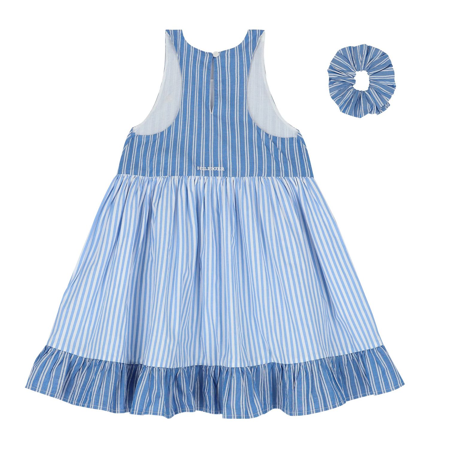 Girls Blue Striped Dress, 1, hi-res