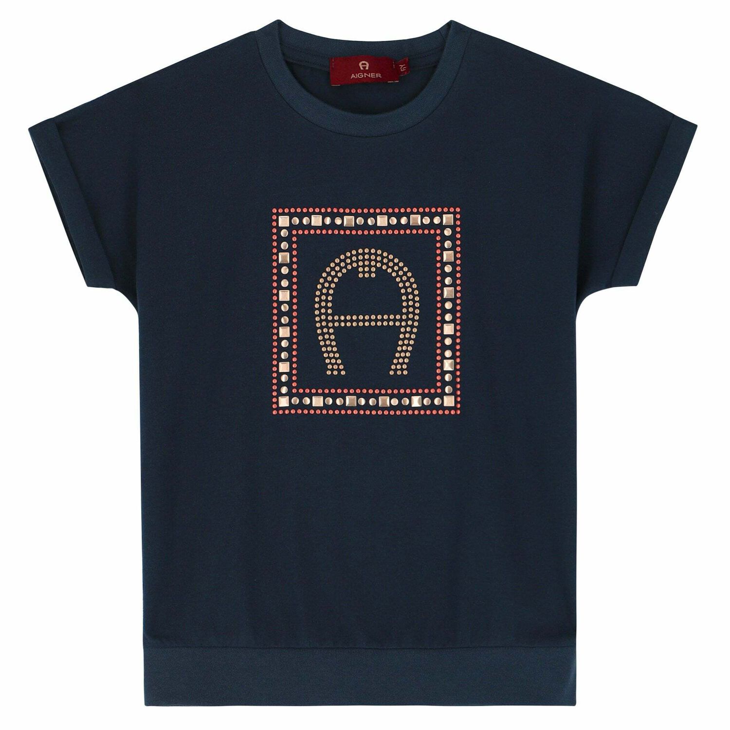 تيشيرت بالشعار باللون الكحلى للبنات, 1, hi-res image number null