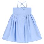 فستان بنات بطبعة الزهور باللون الأزرق, 1, hi-res