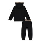 Boys Black Logo Tracksuit, 1, hi-res
