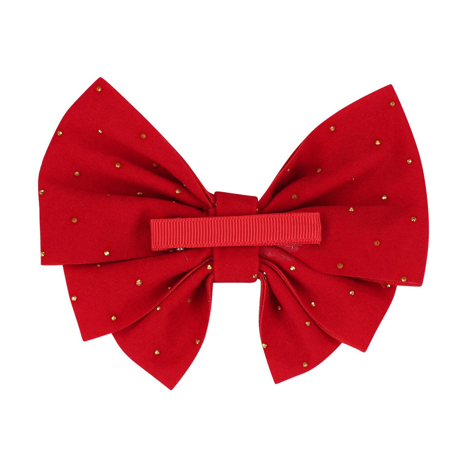 Girls Red Rhinestone Bow Hairclip, 1, hi-res