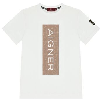 تي شيرت أبيض بشعار للأولاد