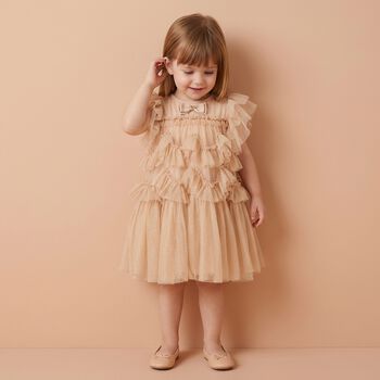 Baby Girls Beige Sequin Tulle Dress