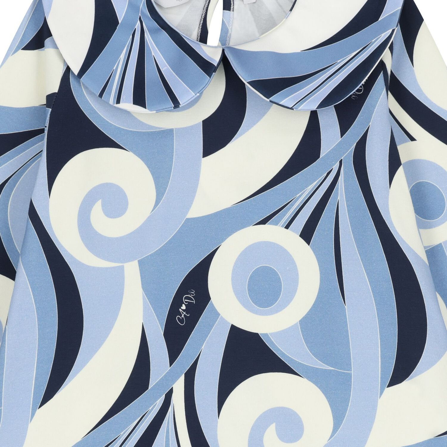 Girls Blue Logo Swirl Dress, 1, hi-res