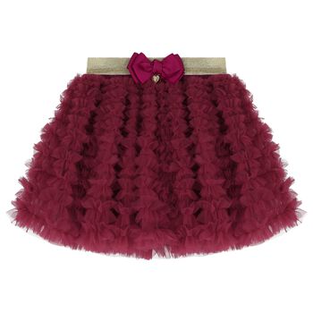 Girls Burgundy & Gold Tulle Skirt