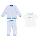 Baby Boys Blue & White Logo Tracksuit Set, 1, hi-res