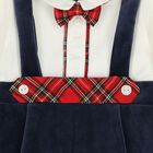 Baby Boys Ivory & Navy Blue Velour Babygrow, 1, hi-res