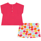 Girls Pink & White Shorts Set, 1, hi-res